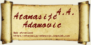 Atanasije Adamović vizit kartica